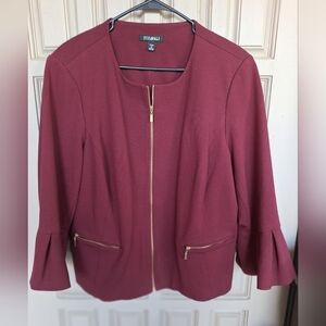 Roz & Ali Plus Sz1X Jacket Zip/Pockets Front Bell Sleeves Fully Lined Quality